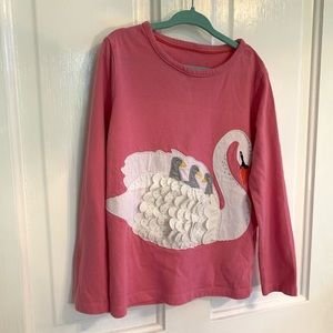 Mini Boden Long Sleeve Swan Shirt